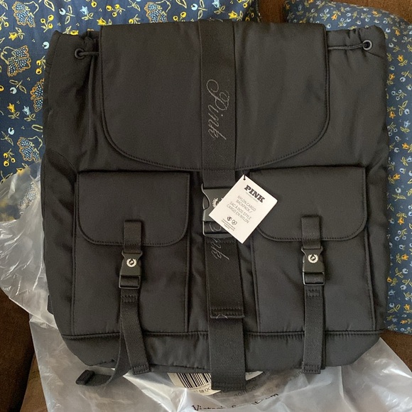 PINK Victoria’s Secret Nylon Cargo Black Backpack - Picture 6 of 8